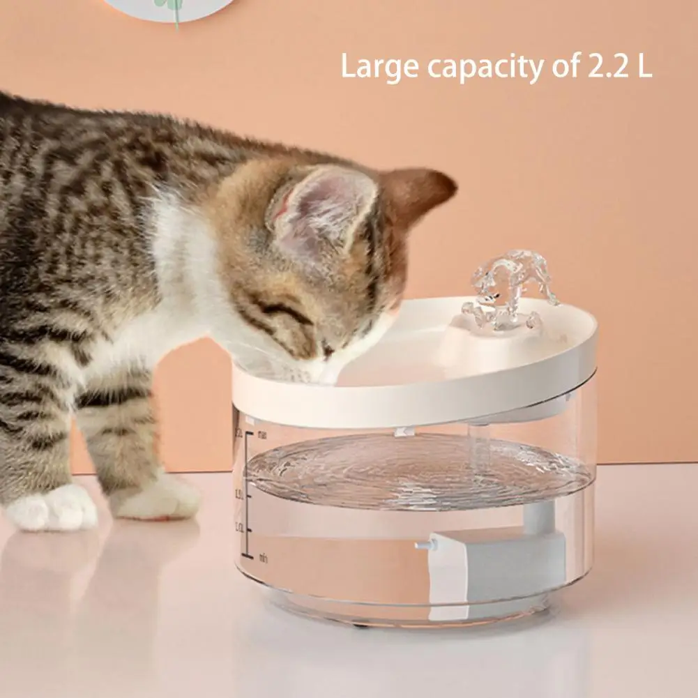 Дозатор воды для собак объемом 2,2 л, Прозрачная шкала, Регулируемый Насос, Фильтрующий лоток, Прозрачный Автоматический Фонтан для кошек, Принадлежности для домашних животных. 3