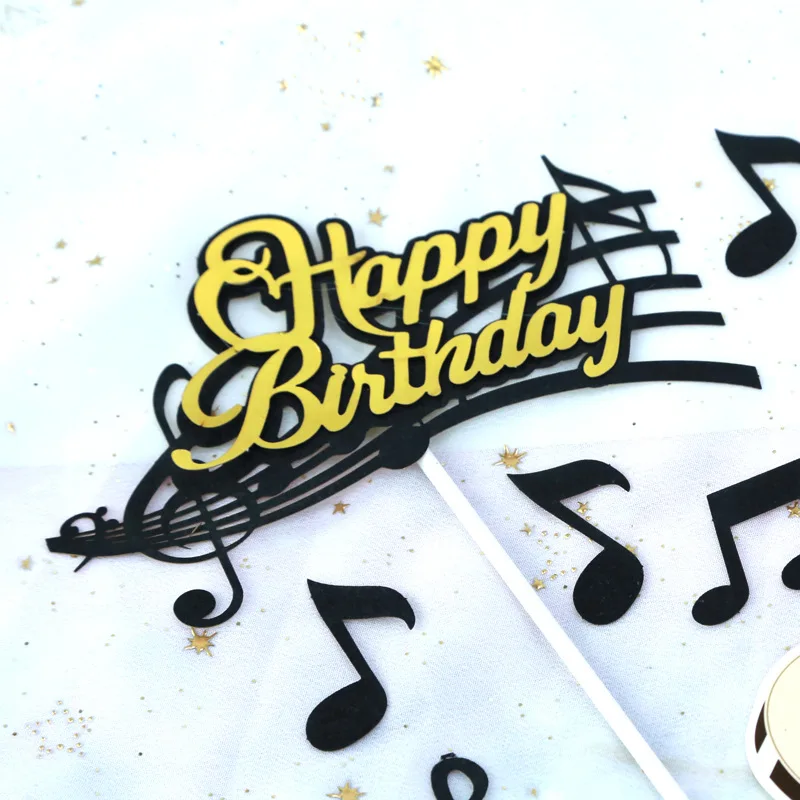 музыкальная нота 8psc С Днем Рождения, Топпер для торта, Мультяшная тема, Музыкальный Топпер для кексов, украшения для детского торта на день рождения 3