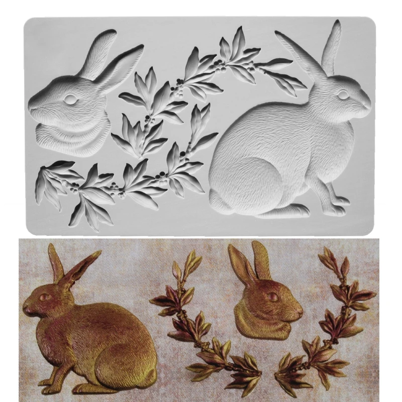 Форма с милым кроликом, формы для шоколада, форма для выпечки торта, гипсовая глина, формы для мыла ручной работы, силиконовый материал для выпечки 3