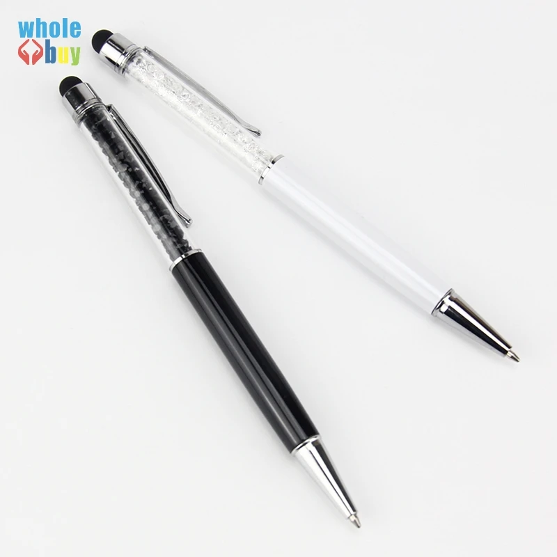 500шт 2 в 1 Стилус Сенсорная ручка Роскошные Алмазные емкостные сенсорные ручки с экраном шариковая ручка для iphone 6 7 8 x samsung tablet pc 3