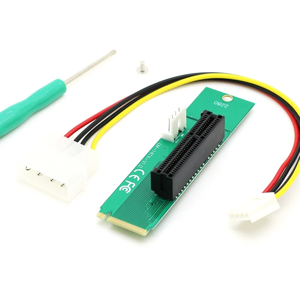 Ключ NGFF M.2 M к Плате PCI-E 4X Riser Card M.2 Порт SSD 2260 2280 к Преобразователю для Майнинга PCIE M.2 к Адаптеру PCIE с 4-Контактным Кабелем Питания 3