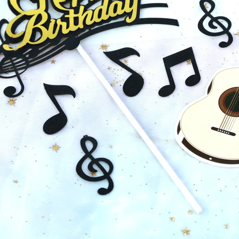 музыкальная нота 8psc С Днем Рождения, Топпер для торта, Мультяшная тема, Музыкальный Топпер для кексов, украшения для детского торта на день рождения 4