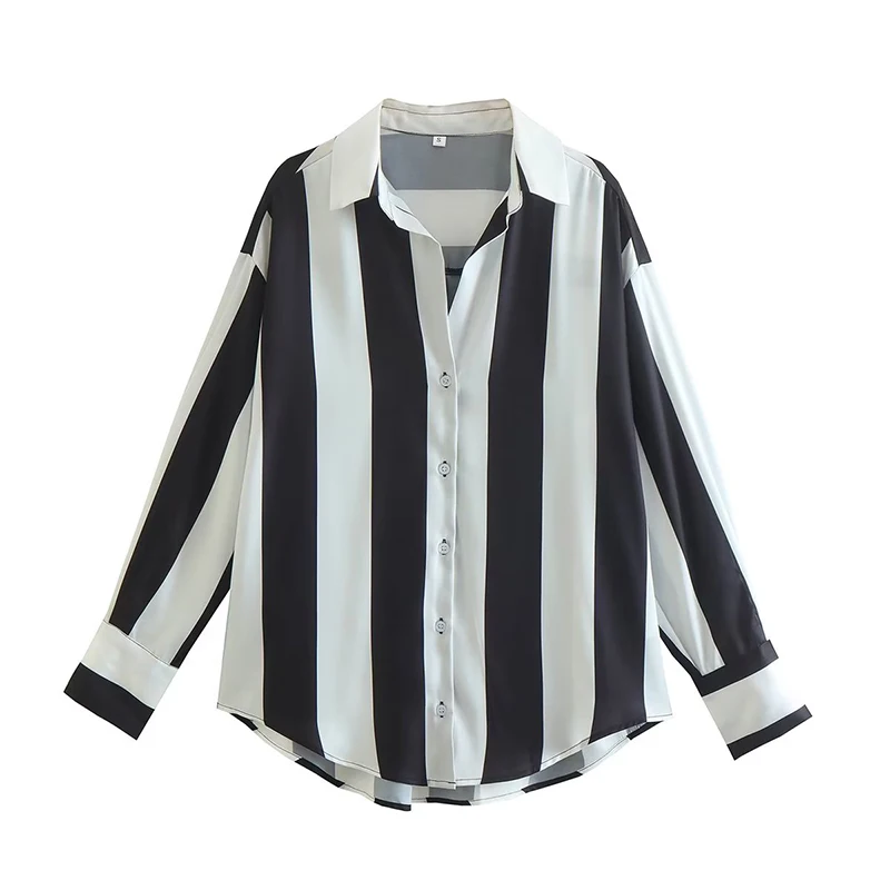 YENKYE 2023, Женская Винтажная рубашка в полоску, Блузка с длинным рукавом, Женские Свободные Повседневные рубашки, Простые Блузы, Топы 4