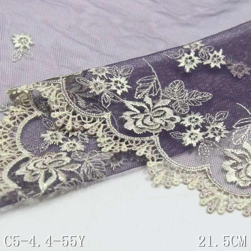 28 ярдов фиолетового французского тюля, кружевная ткань для нижнего белья, цветочная вышивка, Сетчатые кружева, ткань для нижнего белья, платья для шитья 4