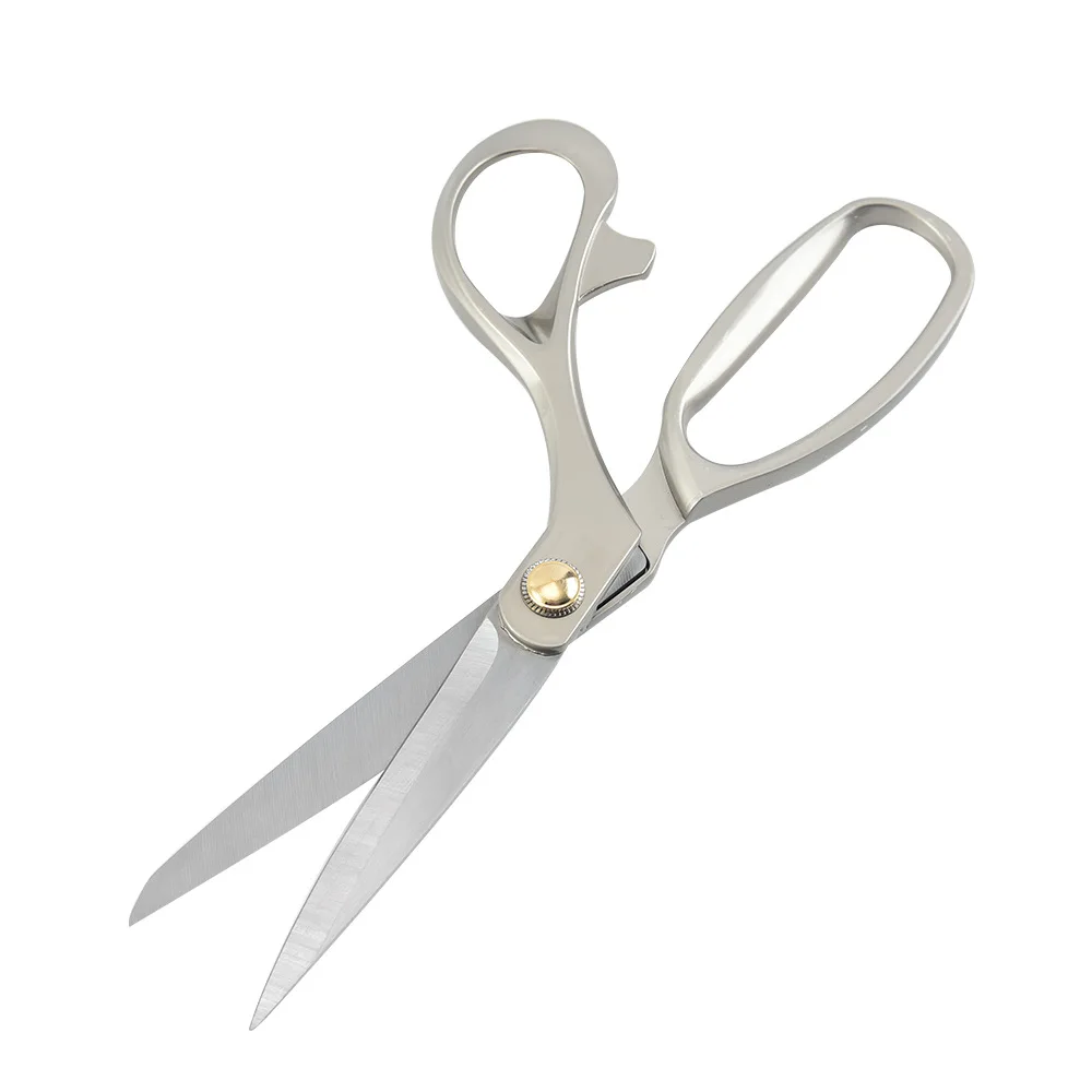 Бытовые портновские ножницы большого размера из нержавеющей стали с плоской зубчатой ручкой для портняжного шитья 4