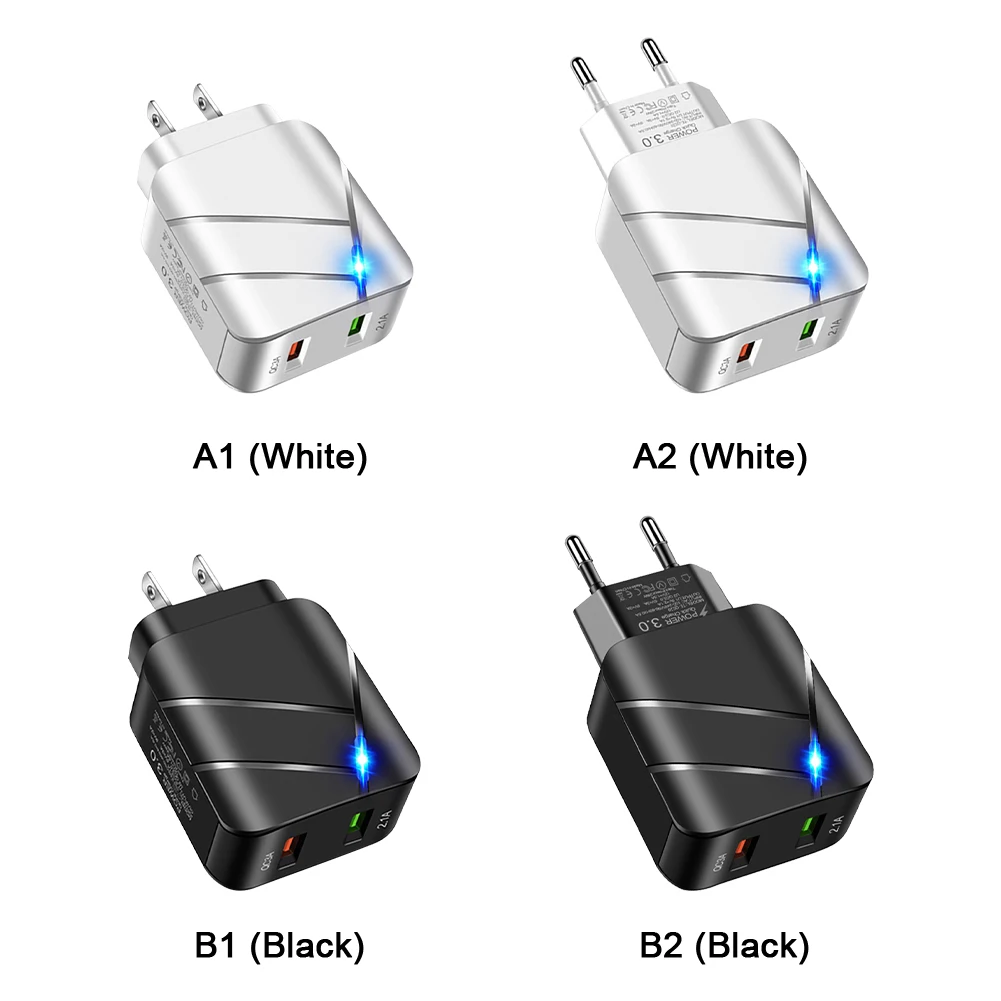 Быстрое USB-зарядное устройство с несколькими функциями защиты, аксессуары для телефона, планшета, домашнего офиса, Компактный Легкий Практичный штекер с двумя портами США и ЕС 4
