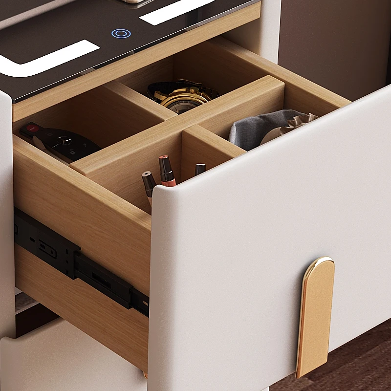 Умная прикроватная тумбочка для хранения, Перезаряжаемая Многофункциональная Беспроводная зарядка USB, Мебель в скандинавском стиле для гостиной 4