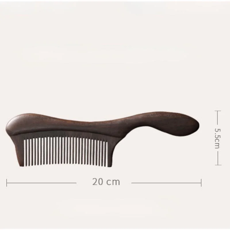 Расческа для волос из черного сандалового дерева, деревянная расческа с мелкими зубьями для массажа вьющихся прямых волос, Антистатическая для распутывания 5