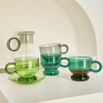 Цветная стеклянная кружка, маленькая чайная чашка, Кофейная кружка, стаканчики Оптом, Термостойкая стеклянная кофейная чашка, Посуда для напитков оптом