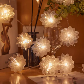 Цветочные гирлянды, сказочная гирлянда, праздничный светильник в форме цветка, декоративный подвесной светильник на батарейках для оформления свадебной вечеринки