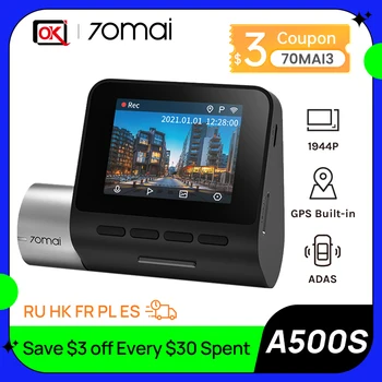 70mai Dash Cam Pro Plus A500S Встроенный GPS ADAS, wifi Автомобильный Видеорегистратор 1944PHD С Поддержкой Отката Камеры Заднего Вида, 24-часовой Парковочный Монитор, Ночное Видение