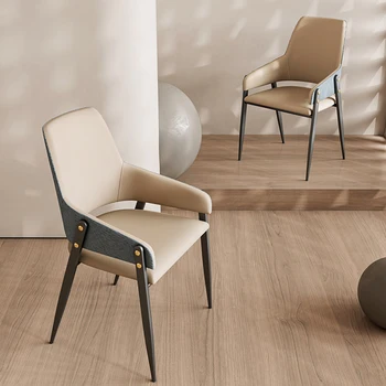 Дизайнерский обеденный стул с высокой спинкой, Роскошные Кожаные стулья для кафе, Спальня, Гостиная, Домашняя мебель Sedie Da Pranzo