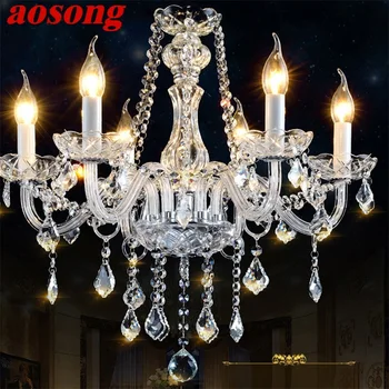 Люстра в европейском стиле AOSONG, светодиодные подвесные светильники в форме свечей, роскошные светильники для домашнего декора, Вилла Холл