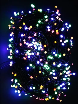 10 М 100 светодиодных гирлянд, Черная проволока, Рождественская елка, Гирлянда, Свадебная вечеринка, гирлянда, Водонепроницаемый занавес, свет