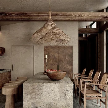 Светодиодный подвесной светильник в стиле ретро Nordic Creative Bamboo для столовой, входа в спальню, ресторана, отеля, украшения внутреннего освещения. блеск