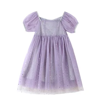 Платье принцессы для девочек 8-10 лет, фиолетовые платья с блестками и бантом