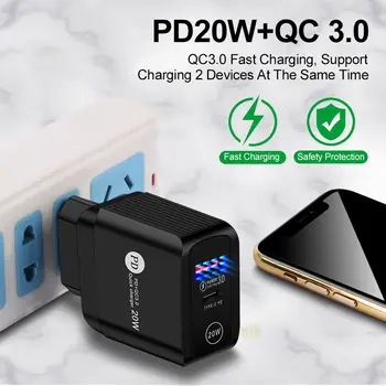 100 шт./Универсальное зарядное устройство PD 20 Вт USB Быстрая зарядка 2 порта QC 3.0 Адаптер для быстрого настенного зарядного устройства для телефона для iPhone Huawei Xiaomi Samsung