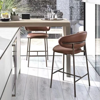 Барные стулья из скандинавского железа, Высокие барные стулья для кухни, мебель для дома, Современный минималистичный стол на стойке регистрации, высокие стулья, дизайнерский стул со спинкой для кафе