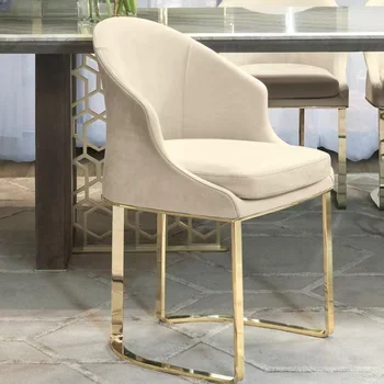 Роскошный обеденный стул Duke Золотые кожаные стулья из нержавеющей стали, используемые с обеденным столом и кухонной мебелью