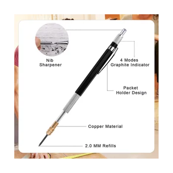 40 шт. набор карандашей для деревообработки, со встроенной заточкой для карандашей, 2 шт. механический карандаш для столярных работ