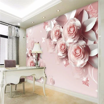 обои beibehang background большая линия живописи art silk rose murales de pared hotel badroom обои для гостиной