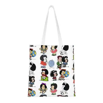 Переработка сумки для покупок Quino Mafada Manga, женская холщовая сумка-тоут, переносные сумки для покупок в Аргентине, мультяшные сумки для покупок в продуктовых магазинах