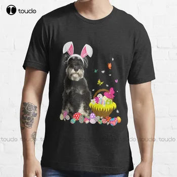 Забавная рубашка с кроликом-шнауцером, футболка для любителей собак на Пасху, модные футболки для творческого досуга, модные летние футболки 