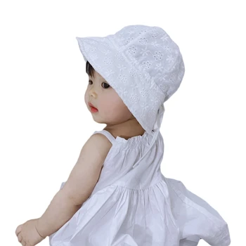 Шапка для маленьких девочек, рыбацкая шапка с кружевным бантом, детская шапочка, детские кепки на лето