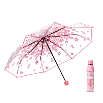 Прозрачный зонт Woman Sakura Для девочек, больших детей, Милые подарки, свадьбы, детей, устойчив к дождю во время путешествий 벤츠 장우산