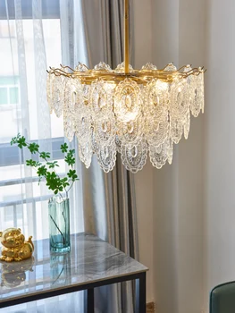 Американский потолочный светильник с французским стеклом, роскошные лампы для спальни, гостиной, столовой, современная светодиодная люстра для столовой