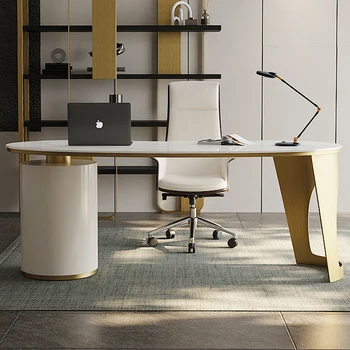 Письменный стол легкий и роскошный, современный, простой, каменная плита, офисный стол, домашний кабинет, Итальянский письменный стол высокого класса, спальня, компьютерный стол