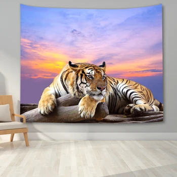 Гобелен с принтом лесного тигра, Настенное одеяло с рисунком диких животных для украшения дома в общежитии, фоновая ткань эстетического искусства