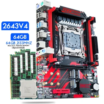 Материнская плата Atermiter X99 D4 в комплекте с процессором Xeon E5 2643 V4 LGA2011-3 4шт X 16 ГБ = 64 ГБ оперативной памяти 2133 МГц DDR4 REG ECC