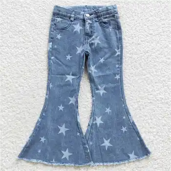 P0108 Оптовая цена, хит продаж, модные милые джинсовые брюки Blue stars boutique