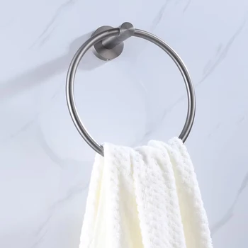 Серое матовое кольцо для полотенец для ванной комнаты из нержавеющей стали, подвесная фурнитура для полотенец