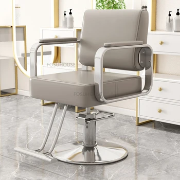 Современные парикмахерские кресла из искусственной кожи для салонной мебели, профессиональные парикмахерские кресла, Высококлассные удобные кресла для стрижки волос