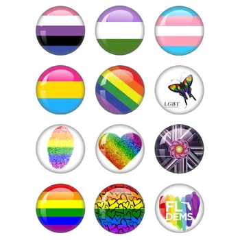 Модный ЛГБТ-Радужный флаг, демонстрация изображения из круглого стекла с плоской спинкой, 40 мм, Результат производства Ювелирных изделий