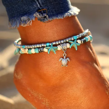 Новые ножные браслеты из ракушек и морских звезд для женщин, Пляжный ножной браслет, цепочка для ног ручной работы в богемном стиле, Летние пляжные украшения в стиле бохо