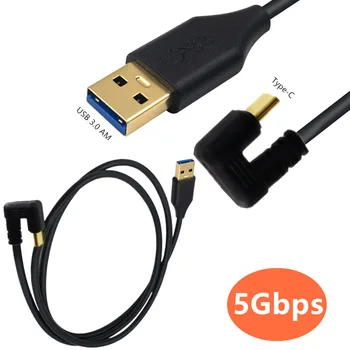 Позолоченный кабель-адаптер USB 3.0 A с разъемом от AM-C до type-C U-образного колена для зарядки данных со скоростью 5 Гбит/с