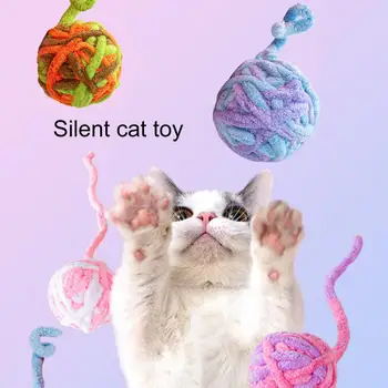 Игрушка с шариком для кошек, устойчивая к укусам, шарик из кошачьей пряжи, предотвращающий разрыв, избавляющий от скуки, Встроенный колокольчик, игрушка-шарик из флисовой пряжи для вязания, товары для домашних животных
