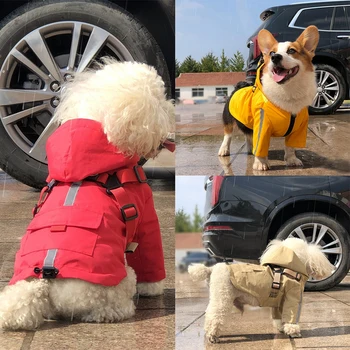 Дождевик для домашних собак, светоотражающий комбинезон с капюшоном, Непромокаемый дождевик для собак, водонепроницаемая одежда для собак, куртка для кошек, одежда для щенков