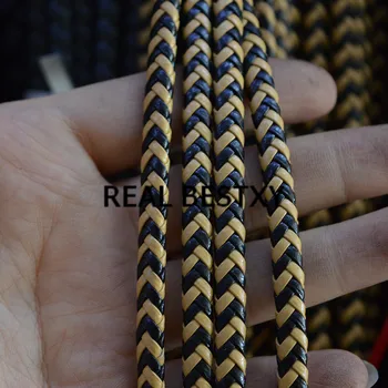 НАСТОЯЩИЙ BESTXY 5 м/лот 6*4,1 мм желтый +черный Плоский шнур веревка струнный браслет ожерелье ремесло подарочный ремешок кожаные струны для браслетов