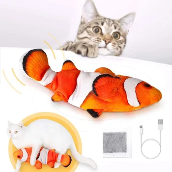 Электрические гибкие игрушки для кошек с рыбками, интерактивная кошачья мята, автоматическое переворачивание, перезаряжаемая реалистичная движущаяся рыба, средство для жевания кошек
