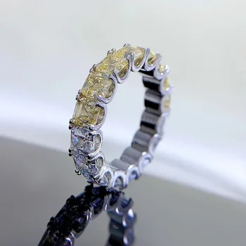 2023 новое серебро 925 пробы 4 * 4 квадратных желто-белых бриллианта женские ювелирные изделия кольцо с высокоуглеродистым бриллиантом модное простое кольцо
