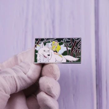 Булавка с эмалью принцессы Мононоке, брошь в виде белого Бога-волка, ювелирный значок студии Ghibli Movie Art, подарок для ювелирных изделий