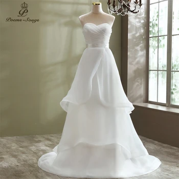 Реальное фото Элегантное свадебное платье трапециевидной формы без бретелек, свадебное платье robe de mariee, vestidos de novia sereia, платья невесты