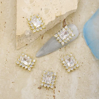 5ШТ кристаллов циркона для ногтей DIY 3D Stone Gem Стразы Для дизайна ногтей, маникюр из блестящего сплава, драгоценные камни из кристаллов циркона