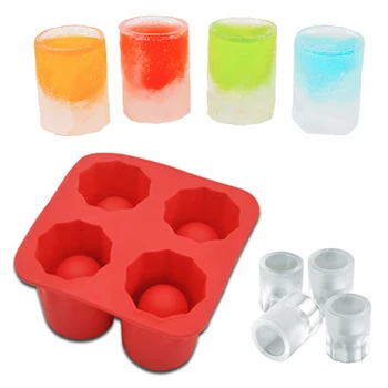Силиконовая форма для кубиков льда в форме 4 чашек, форма для рюмки, Форма для льда, Лоток для кубиков льда, Летний бар, Вечеринка, Пиво, Ледяной коктейль, Инструменты для холодного питья