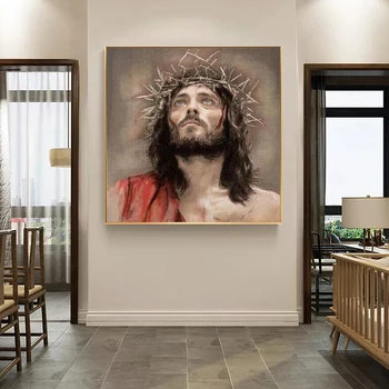 5d Diy Алмазная картина Иисус Вышивка крестиком Религиозная Икона Круглая Алмазная Мозаика Алмазная вышивка Рукоделие Изображение Дома Иисуса