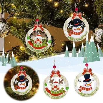 Новый 2023 год Рождественский орнамент Деревянные Подвесные подвески Круглая Рождественская Елка Рождественские украшения для дома Navidad # t2p